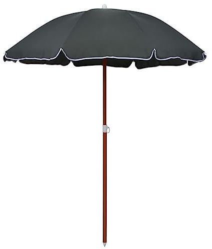 ULUYYUC Ombrellone con Palo, Ombrellone Esterno Ombrellone Piccolo Ombrellone Giardino Ombrellone Mare Adatto per Bar Giardino Balcone Terrazzo in Acciaio 240 cm Antracite
