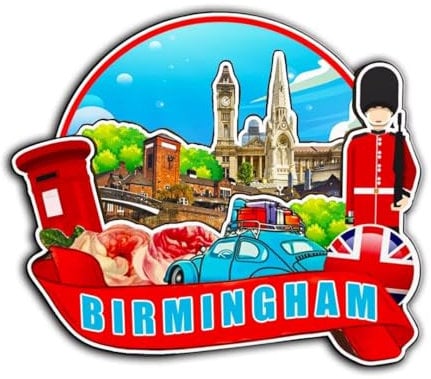 Birmingham England UK Magnet Fridge Magnet Wooden 3D Landmarks Travel Collectible Souvenirs Decoration Handmade -4283