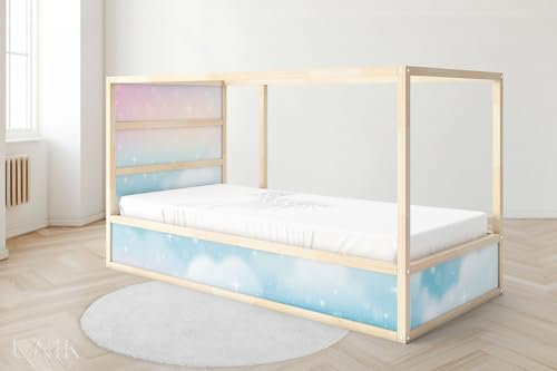 UNIK Nordic Aufkleber für IKEA KURA Hochbett, Pastell Himmel 2-Sticker-Set Oben, Bettaufkleber, Sticker für Kinderbett, Möbelfolie fürs Kinderzimmer, Bettfolie für Kinder