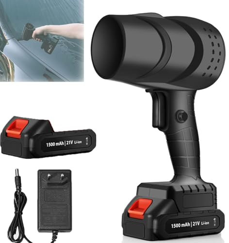Frenaki Soplador de secador Turbo para automóvil, Soplador de Vidrio Turbo para automóvil, Soplador seco de Chorro de Aire inalámbrico, Soplador de Lavado de automóvil de Alta Potencia (Black)