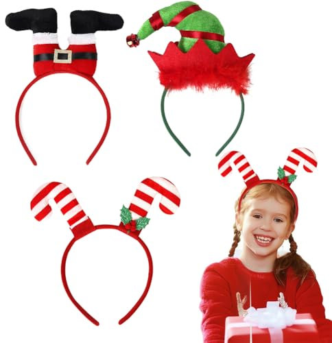 Lot de 3 Bandeaux de Noël Fête, Serre Têtes de Noël Bandes de Cheveux Noël Bandeau De Noël Serre Tete Noel Christmas Headband Noël Serre-tête de Noël Pour Adultes Enfants Fête De Noël