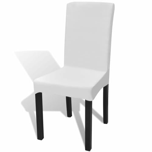 ShGaxin 6 STK. Weiß Stuhlhussen, Stuhlbezug, Hussen Für Stühle, Sitzbezug Stuhl, Fernsehsessel Bezug, Chair Cover, Gerade Dehnbar