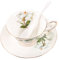 OKUMEYR Set Tazzine Da Caffè Piattino E Cucchiaio in Porcellana Tazza Da Caffè Motivo Camellia Set Da Tavola