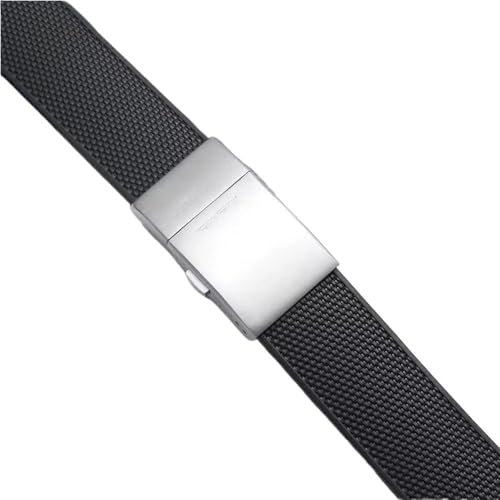 AMAUPCKCA 21 mm Ersatzbänder for Longines HydroConquest Gummi-Uhrenarmband, Faltschließe, Sport-Taucheruhr, Armband-Zubehör(Black)