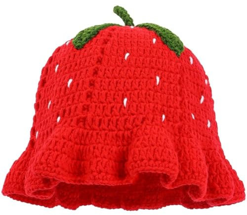 Bemvp Süße Erdbeer-mütze, Niedliche Strickmütze, Lässige Häkelmütze, Warme Winter-Kopfbedeckung Für Halloween, Weihnachten, Kostüm Passend