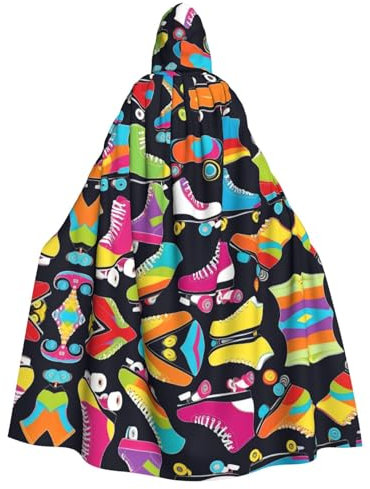 WHJDPP Retro-Rollschuh-Muster, Kapuzenumhang für Halloween, Rollenspiel-Kostüme und mehr