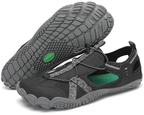 SAGUARO Uomo Sandali da Trekking Punta Chiusa Sandali da Escursionismo Antiscivolo Traspirante Outdoor Scarpe a Piedi Nudi, Nero 40 EU