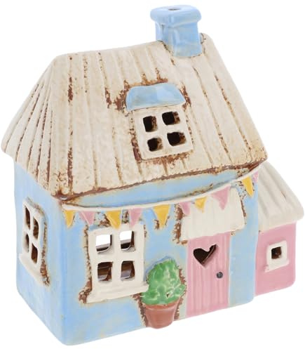 Shudehill Giftware Village Pottery Garden House Tealight Collection - Pebble, Thatch, Slate and more Designs! (Bunting House)