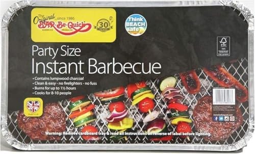 ASA® Bar Be Quick Disposable Party Size Instant Barbecue Lighting Lumpwood Charcoal Ideal for Garden BBQs Outdoor Parties Picnic & Camping Grill Burns for Up to 1.5 hours Cooks for 8-10 People 1.27kg