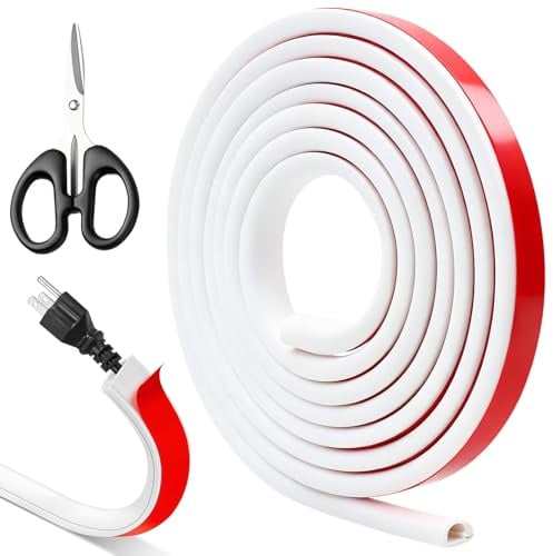 XSHAO® 4 m Kabelkanal Flexibel Weiß, Silikon Halbrund Kabelkanäle Eck Kabelkanal Weiß mit 1 Schere für Kabel Verstecken und Kabelschutz