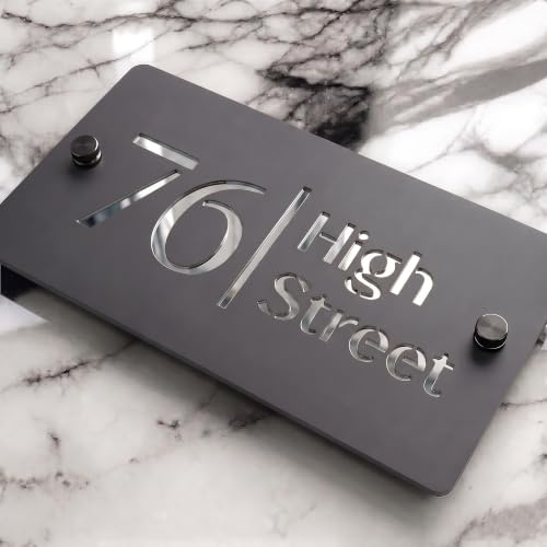 Housics Personalised 3D Acrylic House Number Sign, Door Plaque, Front Door | Laser cut Design, Mirror Effect outside wall Sign, weatherproof finish, easy mounting