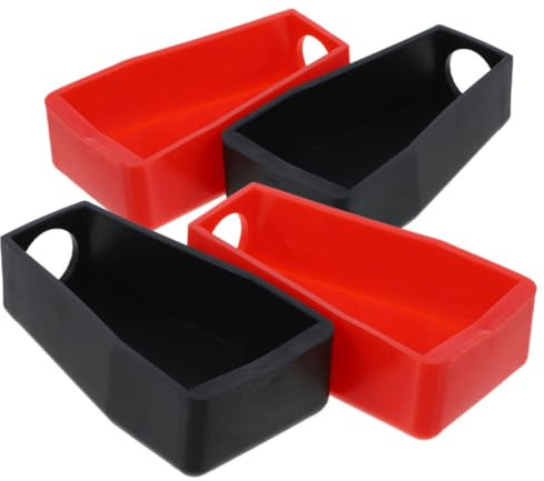 PAMINGONO 4 Stück Batteriepolabdeckungen aus flexiblem Gummi-Kunststoff, Plus- und Minuspol Schutzkappen in Schwarz und Rot, Kabelisolatoren für Auto, Motorrad und E-Bike