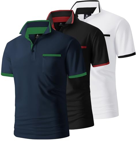 ZITY 3 Pack Polo Shirts for Men Short Sleeve Breathable Golf Polo Mens Lightweight Adult Multipack Sports Work T Shirt with Pocket