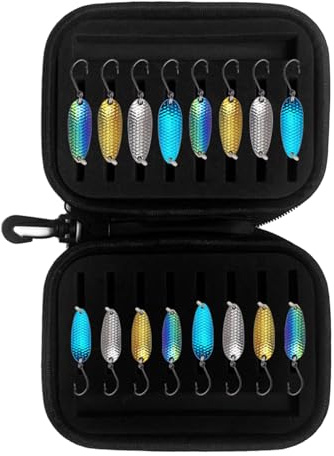 Trouts Fishing Spoon Lure Artificial Baits Spinner Blinkers with Storage Box Spoon Lure Artificial Spinner Blinkers Fishing Part
