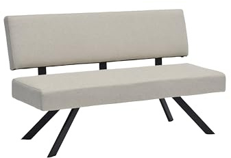 byLIVING Sitzbank Toronto, Rückenlehne und hohem Sitzkomfort, Esszimmerbank | Bezug in taupe, Gestell schwarz, Küchenbank, B 138, H 83, T 60 cm