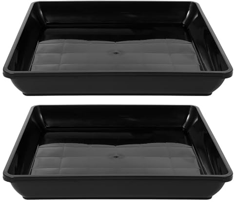 HOMSFOU Washing Machine Drain Tray 2pcs Square Plant Pot Saucers with Thickened Design in Black, Pp Material for Succulents and Bonsai, for Indoor and Home Decor to Prevent Tilting