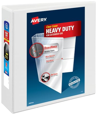 Nonstick Heavy-Duty EZ-Turn Ring View Binder, 3 Capacity, White