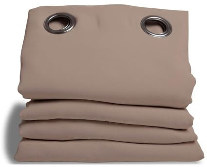 Moondream DecibelControl™ Akustikvorhang 3in1 | Lärmschutz | Thermoisolierung Winter+Sommer | 100% Verdunkelung | Patentierte Technologie | EU Herstellung | Ösen | Beige MC8220 | 140B x 260H cm