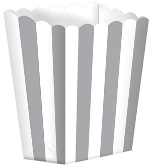 Amscan Gestreifte Snack-Boxen 5er Pack, Silber