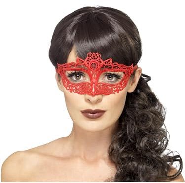 Smiffys Bestickte Spitzen Augenmaske, Rot