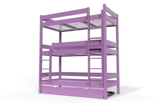 ABC MEUBLES - Letto a Castello 4 posti 90x190 Legno - TRI4 - Lilla, 90x190