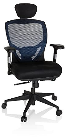hjh OFFICE Profi Bürostuhl Venus Base Stoff/Netz Ergonomischer Drehstuhl, Rückenlehne verstellbar, Sitztiefenverstellung, Blau/Schwarz 657110