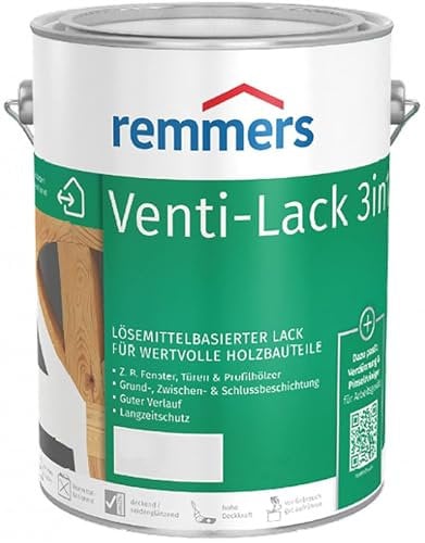 Remmers Vernice Venti 3in1 bianco (RAL 9016), 2,5 litri, smalto alchidico a base di solvente per legno all'interno e all'esterno, 3 prodotti in uno, fondo isolanten