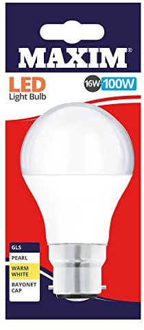 Maxim LED GLS Bayonet Cap (Warm White) - 16watt (100watt) (Pack 10), 100MLGBCWW5X10