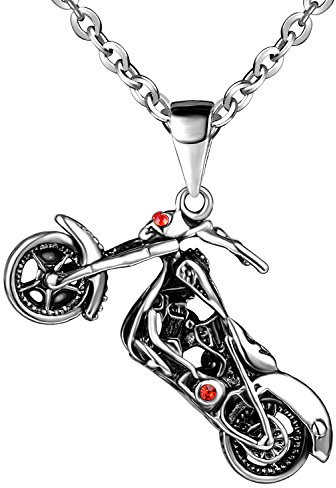 Feilok Pendentif en acier inoxydable Fashion Halley Moto Vélo Cyclomoteur Deux Roues Collier Pendentif Collier pour Homme, Acier inoxydable