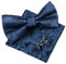 Alizeal Herren Hochzeit Paisley Gebundene Fliege, Einstecktuch und Manschettenknöpfe Set, Navy