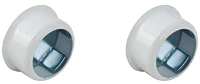 WARDROBE RAIL ROD END SUPPORTS BRACKETS SOCKET ROUND 19MM WHITE CONCEALED FIX x2