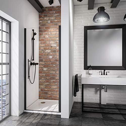Schulte porte de douche pivotante, paroi en niche Black Style, verre transparent, profilé noir, 100x192 cm