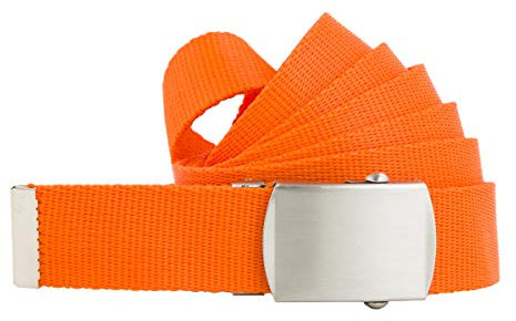 shenky Stoffgürtel | 3cm Breite | Stoff Gürtel mit Gürtelschnalle | Herrengürtel | Canvas | Damen | Schnalle | Damengürtel | belt | kombinierbar | Textilgürtel schmal | 130cm | orange