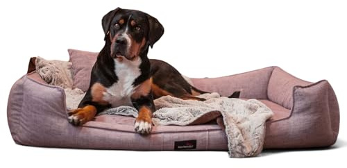 tierlando® Orthopädisches Hundebett Goofy Couture mit Matratzenschoner, waschbarer Bezug aus meliertem Möbelstoff, für mittlere bis sehr große Hunde Größe: 110x90cm | Farbe: 07 Altrosa