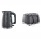 Russell Hobbs Honeycomb Kettle and 4 Slice Toaster, Rapid Boil, Grey