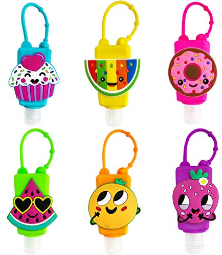 Ulife Mall 6 Piezas Botellas de Viaje Portátiles, 30ml Botellas Vacía Contenedor Rellenable para Desinfectante de Manos, Jabón Líquido, Champús, Loción Accesorios de Viaje para Niños - Fruta