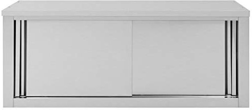 pedkit Küchen Wandhängeschrank aus Edelstahl mit auf Rollen gelagerte Schiebetüren, Hängeschrank mit fest verbautem Einlegeboden - 120 x 40 x 50 cm