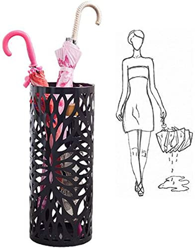 ZKHD Umbrella Stand for Hallway Cast Iron Metal Umbrella Rack With 3 Hooks Cylindrical Umbrella Holder Decoration for Corridors,entryway,living Rooms,Black