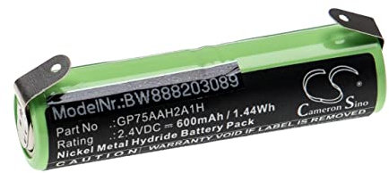 vhbw Akku kompatibel mit Omron Elmex ProClinical A1500 elektrische Zahnbürste (600mAh, 2,4V, NiMH)