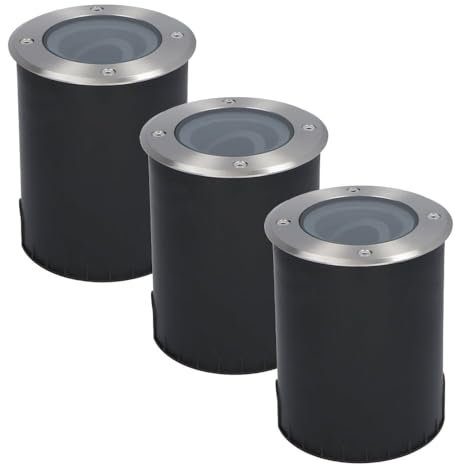 HOFTRONIC 3er Set LED Bodeneinbaustrahler Außen befahrbar und IP67 wasserdicht - 30° kippbar und 360° schwenkbar - Bodenlampen für Einfahrt warmweiß ohne Leuchtmittel