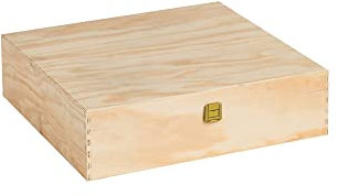 Cassette in Legno Cajas DE Madera Ataúd de Madera contrachapada de Pino | 4 Botellas | Estándar 750 ml | Mis. En t. 35,5x33,9x9,3 Vino/Cerveza|Estuche/Contenedor| Regalo para Cumpleaños/Bodas/Eventos