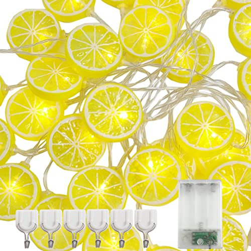 KEEPAQ Lichterkette Batterie Warmweiß, LED Lichterkette Kinderzimmer, Foto Lichterkette, Camping Lichterkette Akku, Lichterkette 5M mit 30 Zitrone für Ramadan Geburtstag Hochzeit Party Weihnachtstag