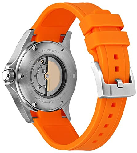 Kai Tian Klasse 21mm Edel Gebogenes Band Gummi Uhrenarmband Passend Uhren Armband für Herren Damen Orange