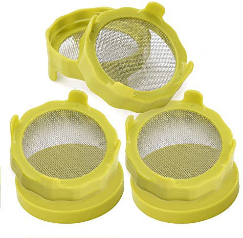 BestAlice Sprossendeckel, Keimglas, Siebdeckel mit Edelstahlsieb für 86 mm breite Einmachgläser, Keimset, Sprossenmacher, 6 Stück