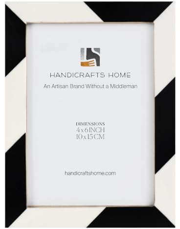 Handicrafts Home White Picture Frame, Handmade Resin Inlay 4x6 Black & White Photo Frame for Office Decor, Decorative Photo Frames for Home Decor, Farmhouse, Shelf, Wall & table top Decor, Desk Decor