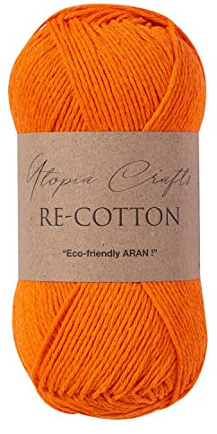Utopia Crafts Re-Cotton Strickgarn, 100 g (Kürbisorange), Pumpkin Orange