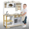 NAIZY Cocinita de Madera Infantil Cocina de Juguete 85x65x24cm Modern Juego de Roles con Accesorios como microondas, Horno, Fregadero, Utensilios y Especias
