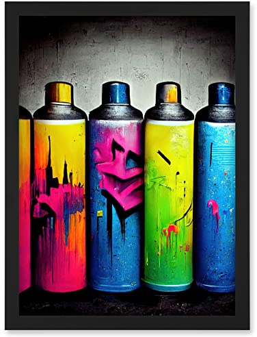 Doppelganger33 LTD Colour Spray Paint Graffiti Cans Street Illustration Artwork Framed Wall Art Print A4