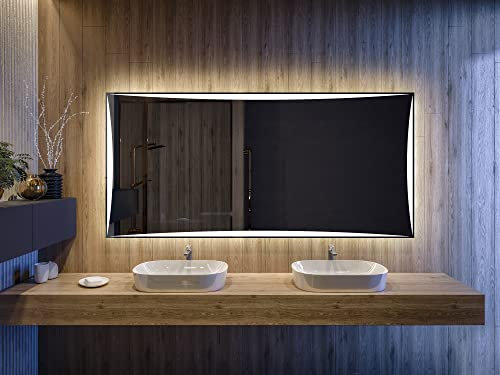 Artforma Badspiegel 120x70 cm mit LED Beleuchtung - Wählen Sie Zubehör - Individuell Nach Maß - Beleuchtet Wandspiegel Lichtspiegel Badezimmerspiegel - LED Farbe zu Wählen Kaltweiß/Neutralweiß L77