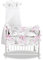Baby Delux Beistellbett Set Babybett Komplett Set Stubenwagen weiß 90x40 mobil mit Rädern inkl. Bettwäsche Matratze (Elefant rosa)